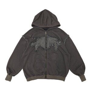 NEW ACDC RAG - Gedraji Cryptid Corpse Dark Grey Oversized Zip Hoodie